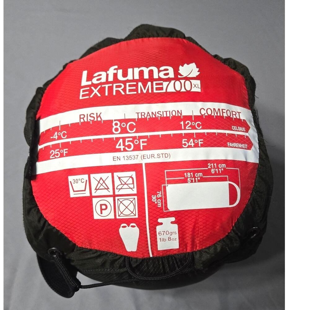 Lafuma Extreme 700 XL Lightweight Sleeping Bag Red Black Hiking Camping